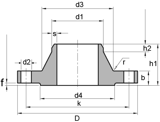 DIN2633 PN16 Welding Neck Flange